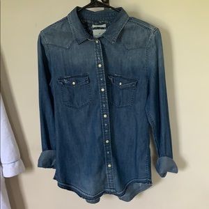 cute denim button up